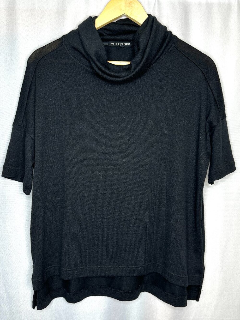 Rag & Bone Short Sleeve Turtleneck Oversize Hi-low Top Small Minimalist Preppy‎